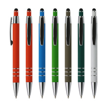 Logo de cores mais vendido de cor de borracha personalizada Metal Metal Touch Touch Ball Pen Tip